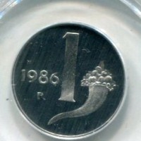 Repubblica Italiana (dal 1946): 1 lira 1986 "Cornucopia", da confezione zecca