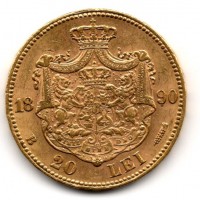 Romania: Carol I (1866-1914): 20 lei 1890 (KM#20)