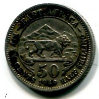 East Africa, Giorgio VI (1936-1952): 50 cent. 1949 (KM#30)