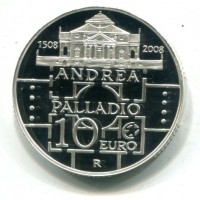 Italia 2008: 10 euro "Andrea Palladio", nella confezione originale, tiratura 16.000