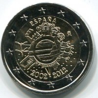 Spagna 2012: 2 euro commemorativo "Decennale dell'Euro"