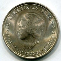 Danimarca, Federico IX (1947-1972): 10 kroner 1968 (KM#857), conservazione eccezionale