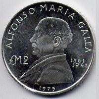 Malta: 2 sterline 1975 "Alfonso Maria Galea" (KM#31)