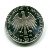 Germania, Rep. Federale (dal 1949): 5 marchi 1968-G "Gutemberg" (KM#122)