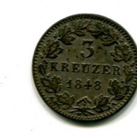 Germania, Bayern, Ludwig I (1825-1848): 3 kreuzer 1848 (KM#800)