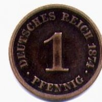 Germania, Guglielmo I (1871-1888): 1 pfennig 1874-D (KM#1)