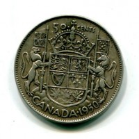Canada, Giorgio VI (1936-1952): 50 cent. 1950 (KM#45v), graffi al D