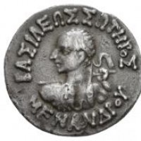 Baktria, Menander I (165-130 a.C.): dracma zecca di Pushkalavati (Mitchiner#224b;Bopearachchi serie 7#26-36), grammi 2.18