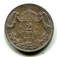 Ungheria, Francesco Giuseppe (1848-1916): 2 Korona 1913 (KM#493)
