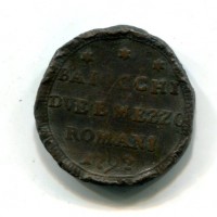 Roma, Pio VI (1775- 1799): sanpietrino da 2 1/2 baiocchi 1797 (Muntoni#99a), colpi al bordo