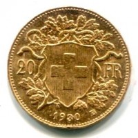 Svizzera, Confederazione: 20 franchi 1930
