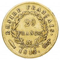 Francia, Napoleone I (1804-1814): 20 franchi 1813-Utrecht (Gadoury#1025)
