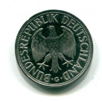 Germania, Rep. Federale (dal 1949): 1 marco 1969-G (KM#110), colpi al bordo