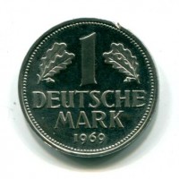Germania, Rep. Federale (dal 1949): 1 marco 1969-G (KM#110), colpi al bordo