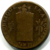 Francia, Convention (1792-1795): 2 soldi "A' La Balance" 1793-W (Gadoury#31)
