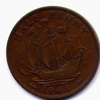 Gran Bretagna, Giorgio VI (1936-1952): 1/2 penny 1941 (W.Coins#844)
