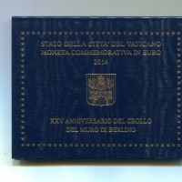 Vaticano 2014: 2 euro commemorativi "XXV anniversario crollo del muro di Berlino" in confezione originale zecca