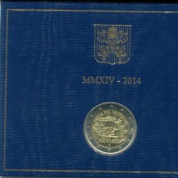 Vaticano 2014: 2 euro commemorativi "XXV anniversario crollo del muro di Berlino" in confezione originale zecca