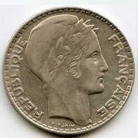 Francia, Terza Repubblica (1871-1940): 20 franchi 1933, rami lunghi (Gadoury#852)