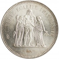 Francia, Quinta Repubblica (dal 1959): 50 franchi 1975 (Gadoury#882), grammi 30