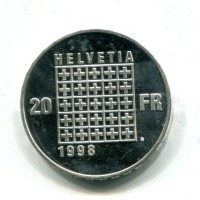 Svizzera, Confederazione: 20 franchi 1998 "150° Anniversario della Confederazione"