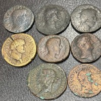 Impero Romano: lotto di 10 assi in bassa qualità da classificare (notati Domiziano, Augusto, Vespasiano, Claudio I, Adriano, M.Aurelio)