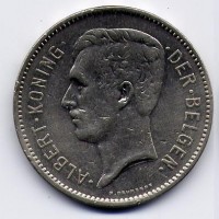 Belgio, Alberto I (1909-1934): 5 franchi 1933 (KM#98), legenda fiamminga