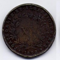 Portogallo, Luiz I (1861-1889): 20 reis 1873 (KM#515), colpi al bordo