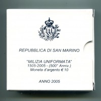 San Marino 2005: 10 euro "Milizia Uniformata", in confezione originale