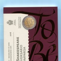 San Marino 2016: 2 euro commemorativi "William Shakespeare 400° Anniversario della Scomparsa", nel folder originale