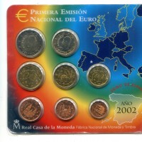 Spagna 2002: serie euro, in confezione originale zecca