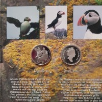 Canada, Elisabetta II (1952-2022): dittico da 50 cent 1995 "Birds of Canada-Atlantic Puffin/Wooping Crane" (KM#PS30)