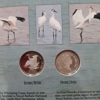 Canada, Elisabetta II (1952-2022): dittico da 50 cent 1995 "Birds of Canada-Atlantic Puffin/Wooping Crane" (KM#PS30)