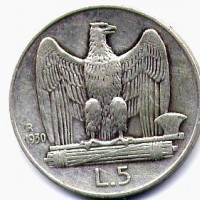 Vittorio Emanuele III (1900-1943): 5 lire 1930 (Gigante#77)