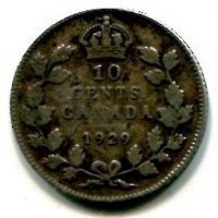 Canada, Giorgio V (1910-1936): 10 cent. 1929 (KM#23a)
