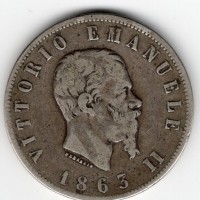 Vittorio Emanuele II (1861-1878): 2 lire 1863-Na "Valore" (Gigante#58)
