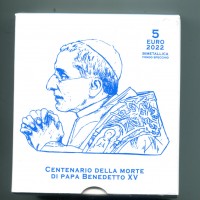 Vaticano 2022: 5 euro "Centenario della Morte di Papa Benedetto XV", nella sua confezione
