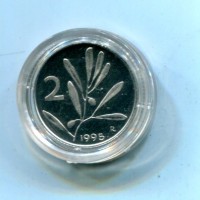 Repubblica Italiana (dal 1946): 2 lire 1995 "Ulivo", da confezione zecca