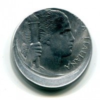 Repubblica Italiana (dal 1946): 5 lire 1948 "Uva" (Gigante#279v), vistosa decentratura
