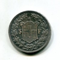 Svizzera, Confederazione: 5 franchi 1907
