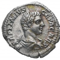 Geta (209-211 d.C.): denario, coniato da Cesare (200-202) "PONTIF COS II" (RIC#61a), grammi 4.05, mm 20.5