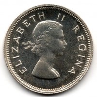 Sud Africa, Elisabetta II (1952-1960): 6 pence 1953 (KM#48)
