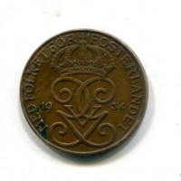 Svezia, Gustaf V (1907-1950): 5 ore 1934 (KM#779.2)
