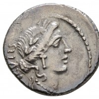 Acilia, Mn Acilius Glabrio (49 a.C.): denario (Sydenham#922; Crawford#442/1), grammi 3.64