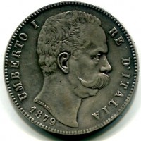Umberto I (1878-1900): 5 lire 1879 (Gigante#24)
