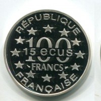 Francia, Quinta Repubblica (dal 1959): 100 franchi/15 ecu 1995 "Alhambra"  (Gadoury,363#21)