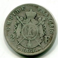 Francia, Napoleone III (1852-1870): 2 franchi 1866-BB (Gadoury#527)
