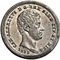 Carlo Alberto (1831-1849): 25 cent. 1833-ge (Gigante#155), bei fondi lucenti