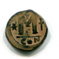 Giustiniano I (527-565 d.C.): follis, zecca di Costantinopoli (Sear,59#158)
