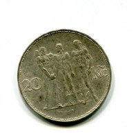 Cecoslovacchia, Repubblica (1918-1938): 20 korun 1933 (KM#17)